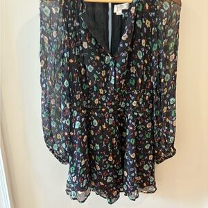 Anthropologie Floral Chiffon romper - Black Multicolor